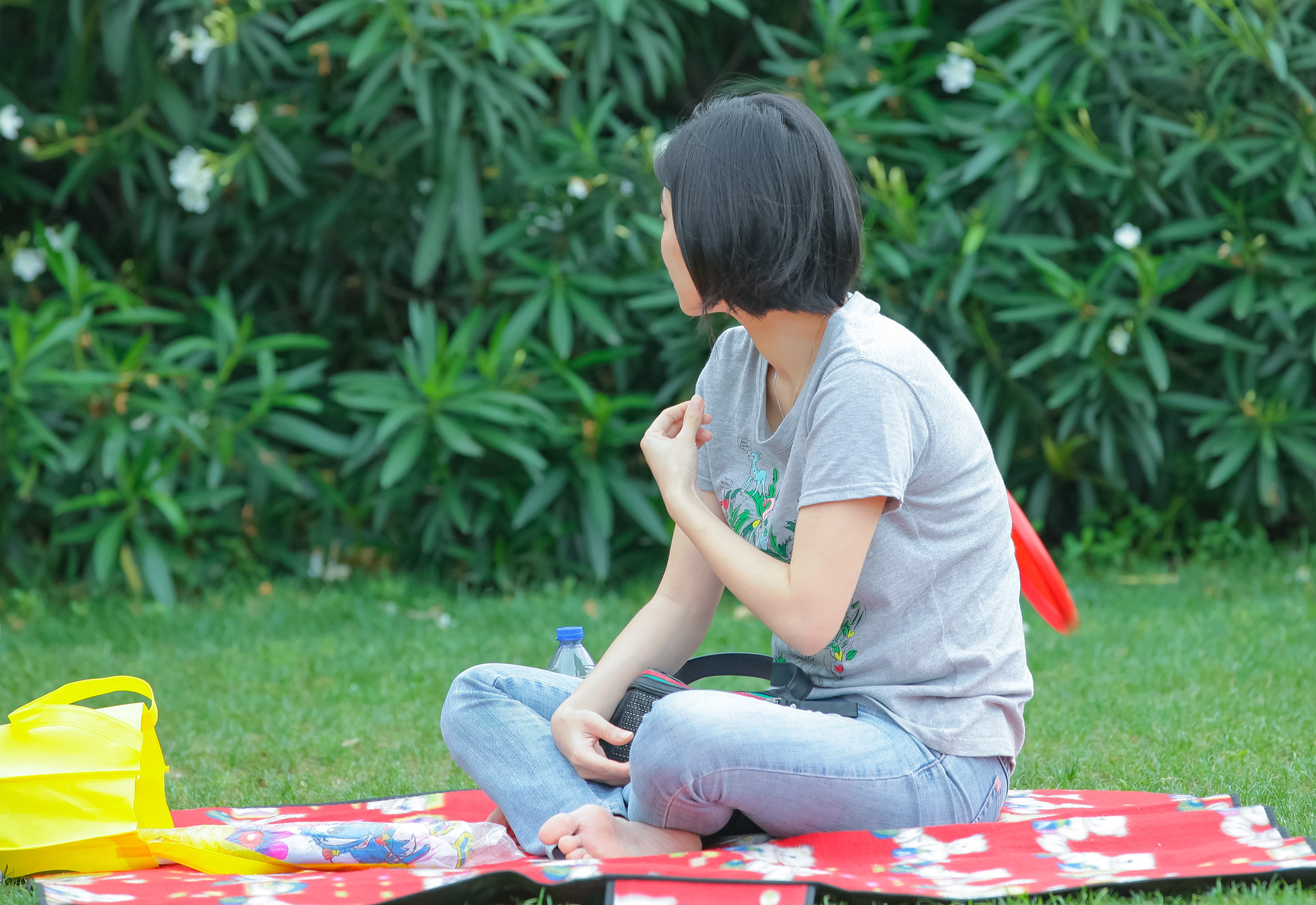 Slim bare feet close-up pose